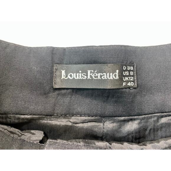 80's Louis Féraud Structured Black Pencil Skirt w Gold Sun Face Button | 28" - Picture 3 of 12